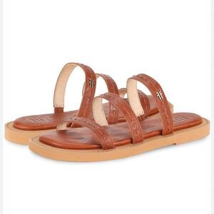 Frye Faye Leather Strappy Slide Sandal- Cognac